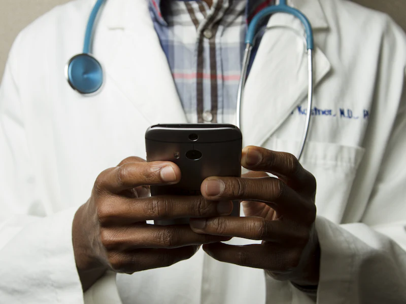 A doctor using a smartphone
